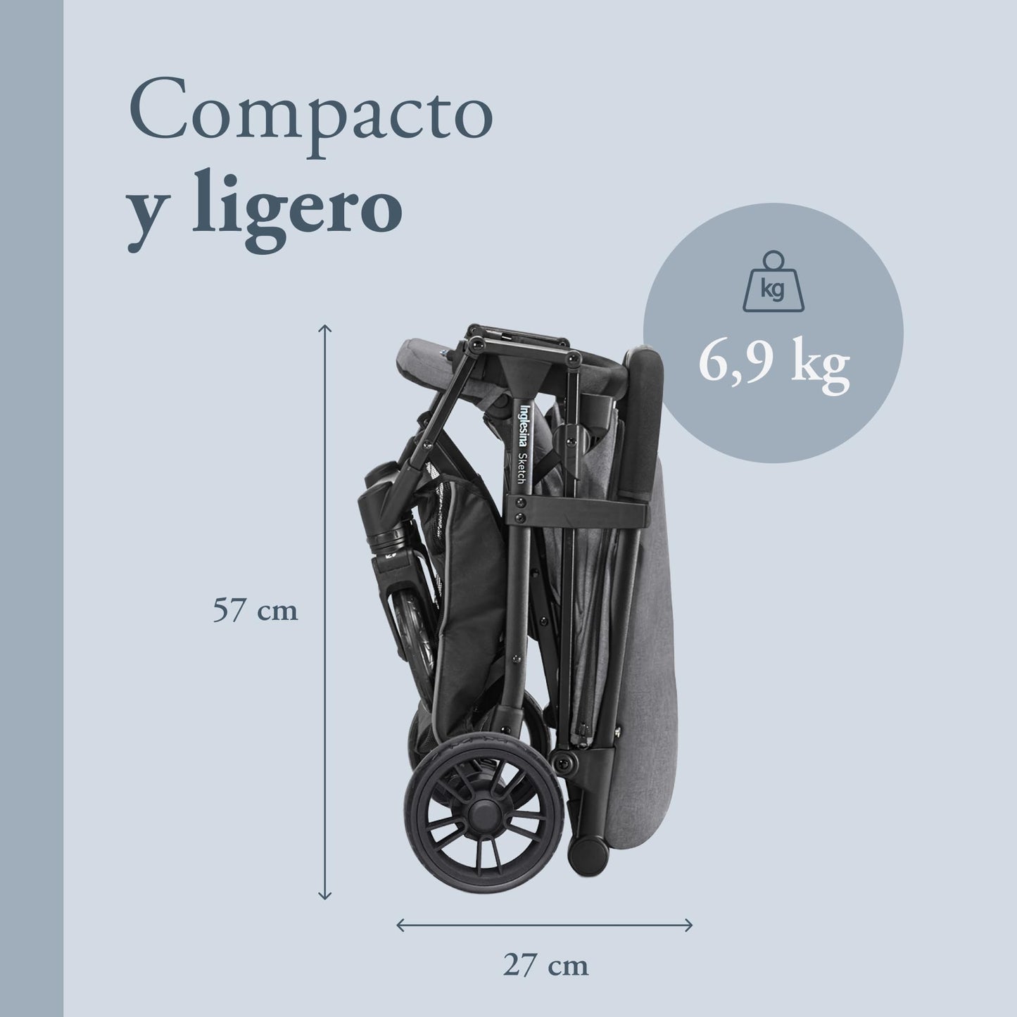 Inglesina Sketch Silla de Paseo Ligera y Compacta, Gris