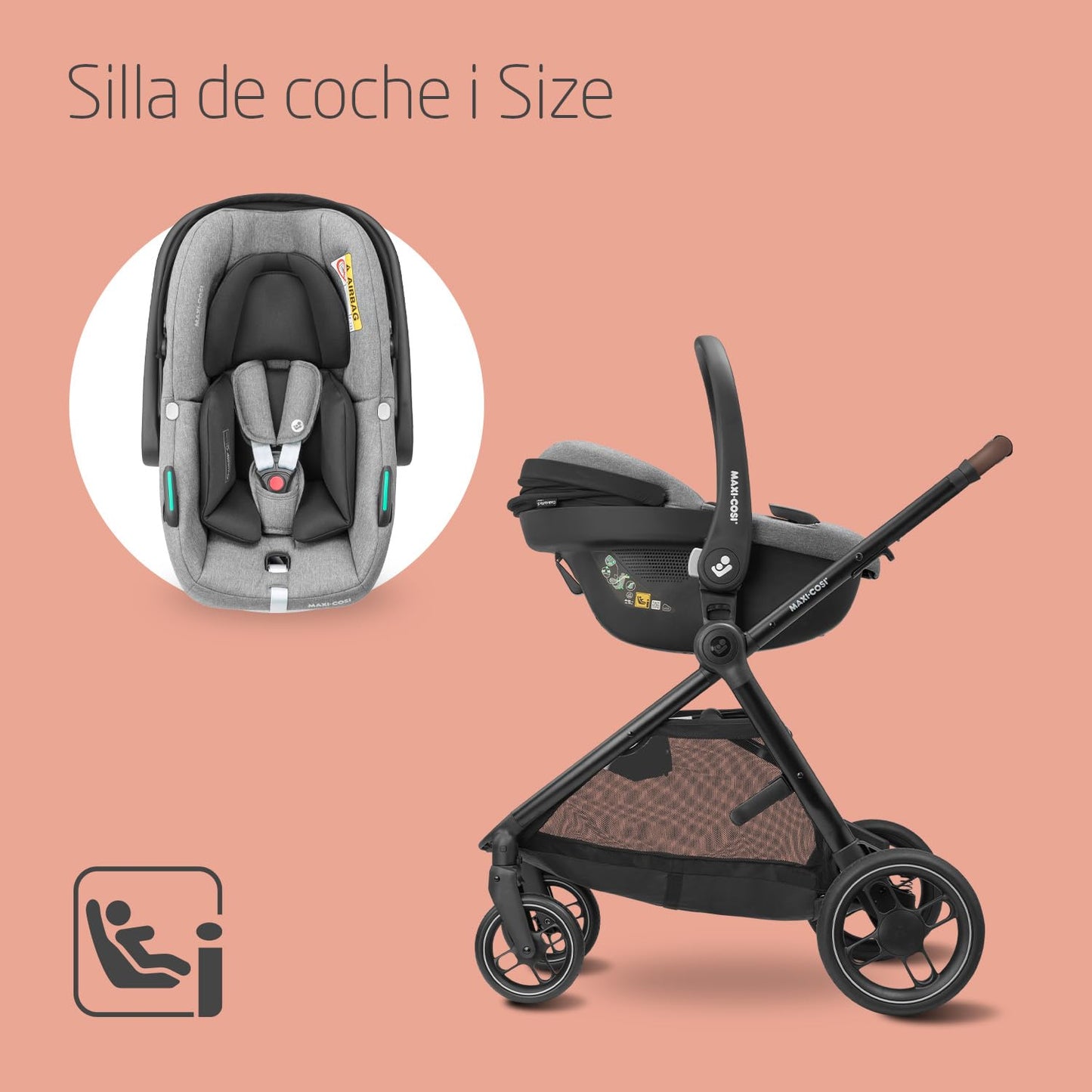 Maxi-Cosi Zelia S Trio Sistema de Viaje 3 en 1, con Silla de Auto CabrioFix S i-Size, de 0 a 4 Años, hasta 22 kg, Gris