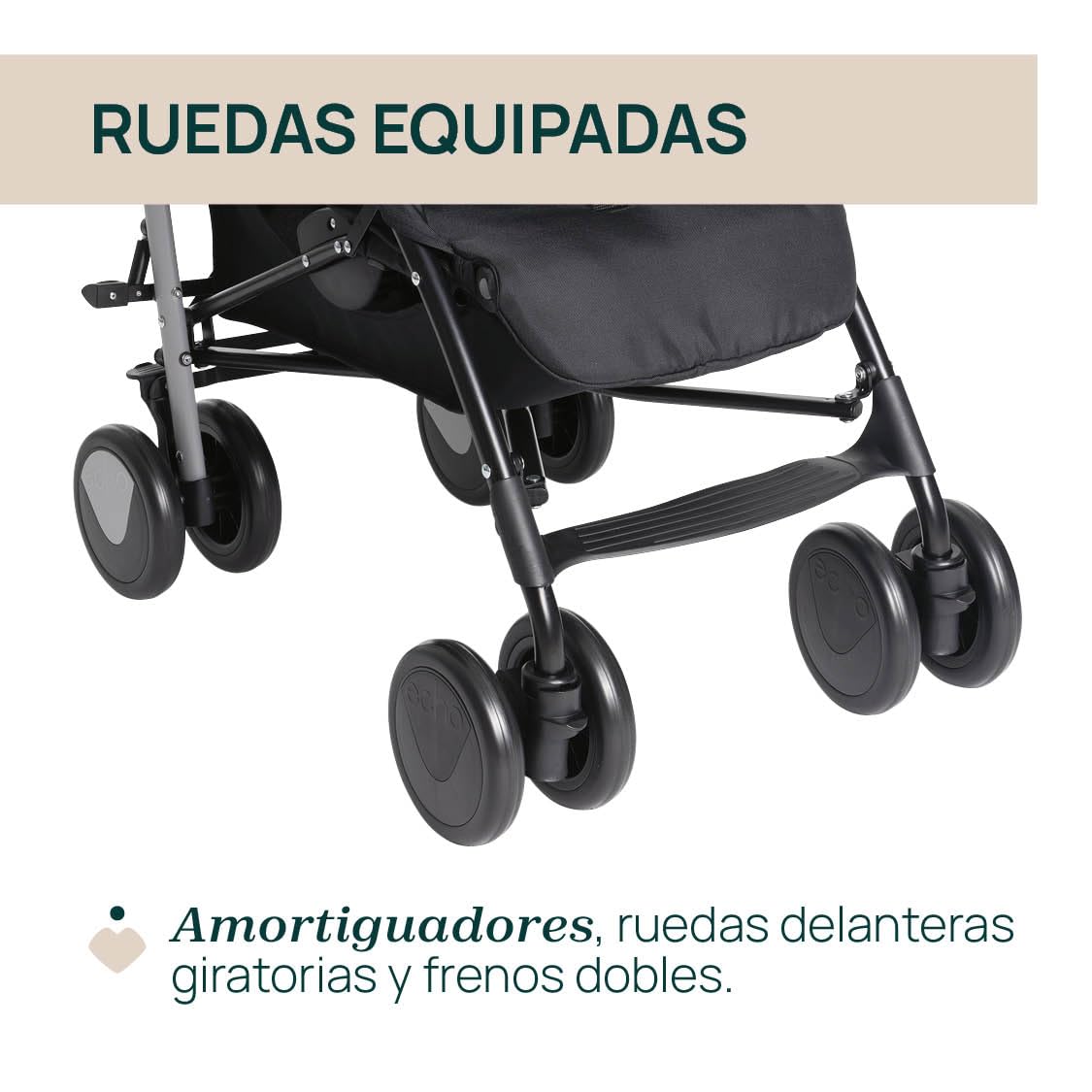 Chicco Echo Lite Silla de Paseo Ligera, Reclinable en 4 Posiciones, Plegado Paraguas, de 0 Meses a 22 kg, Negro