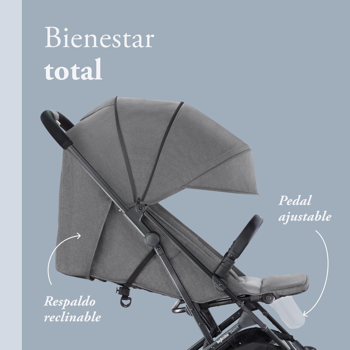Inglesina Sketch Silla de Paseo Ligera y Compacta, Gris