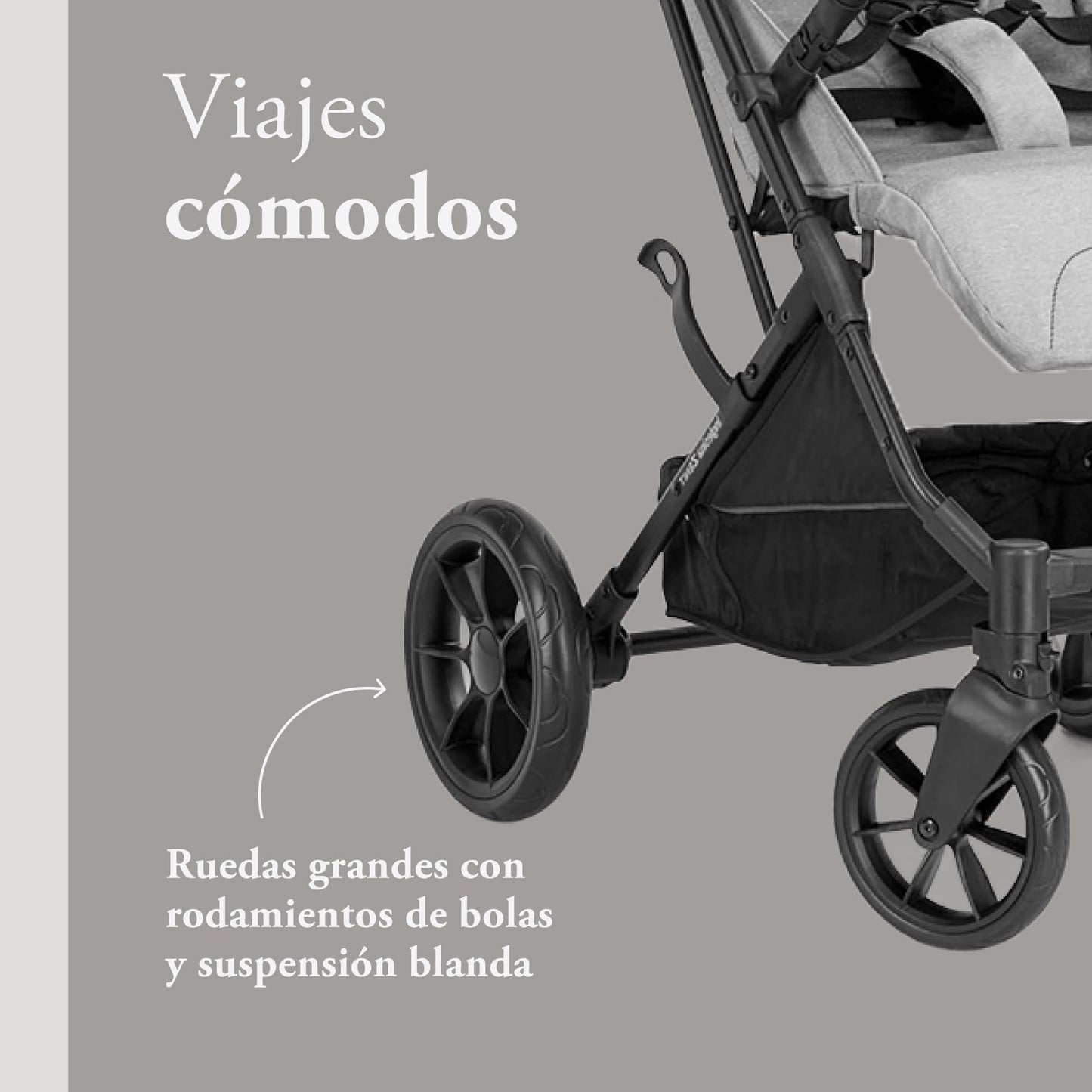 Inglesina Zenit Cochecito Compacto con Ruedas Grandes, hasta 22 kg, Gris