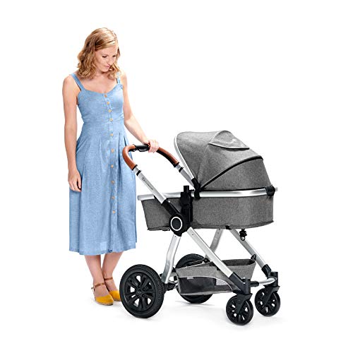 Kinderkraft VEO Sistema de Viaje 2 en 1, con Silla de Paseo y Capazo, de 0 a 15 kg, Gris