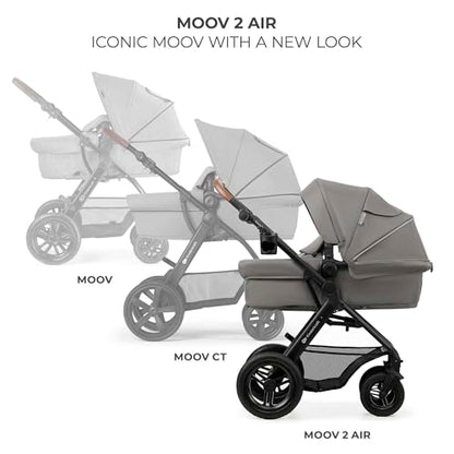 Kinderkraft MOOV2 Carrito Bebé 3 en 1, con Silla de Auto MINK PRO i-Size, Ruedas Inflables, hasta 25 kg, Gris Claro