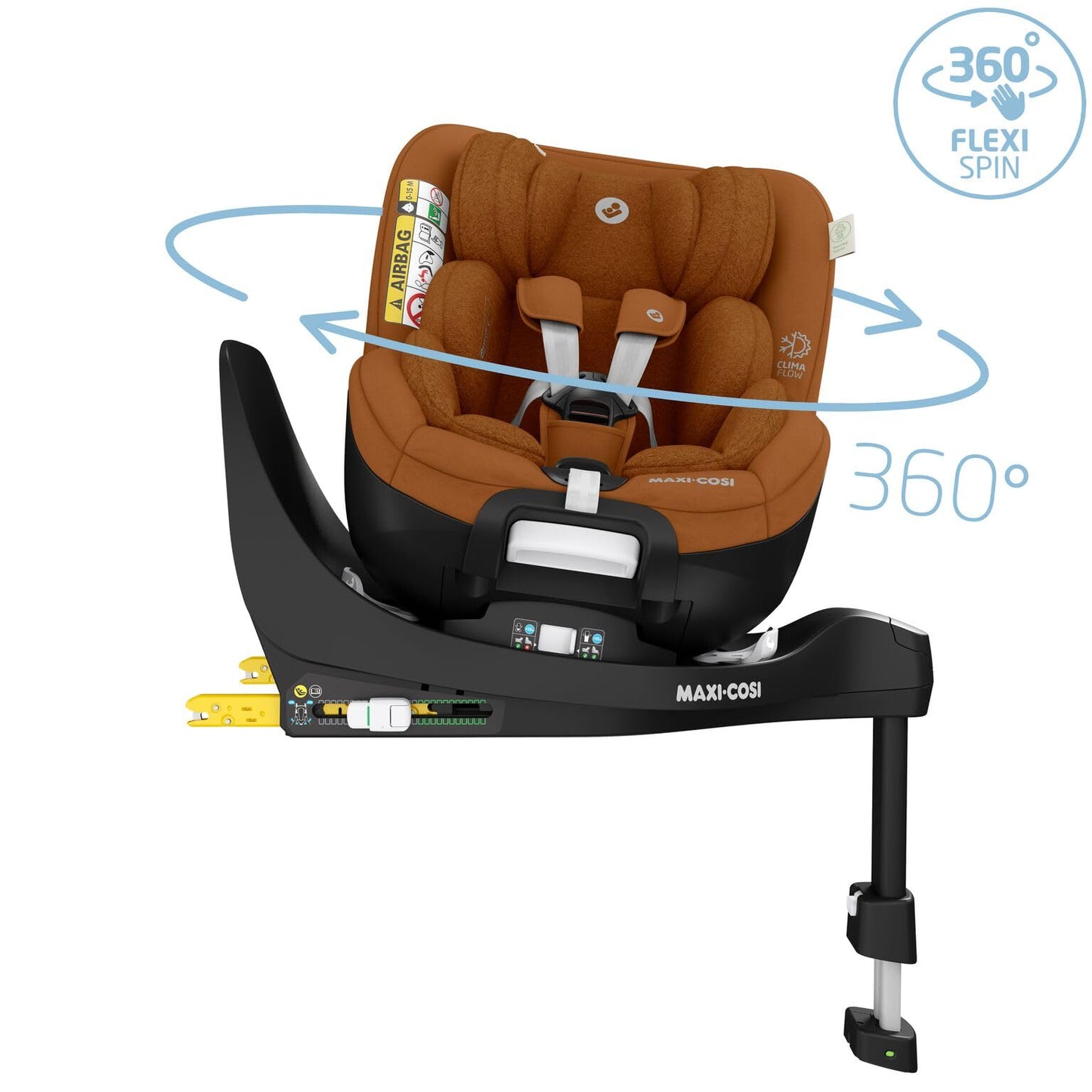 Maxi-Cosi Mica Pro Eco Silla de Coche i-Size Giratoria 360º, con ISOFIX, de 0-4 Años, Protección G-CELL, Cognac
