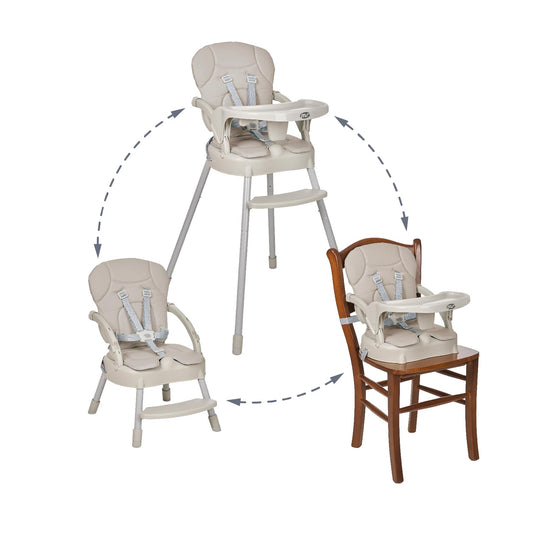 MS BELLY Trona 3 en 1 Plegable y Convertible, con Asiento Acolchado, Gris