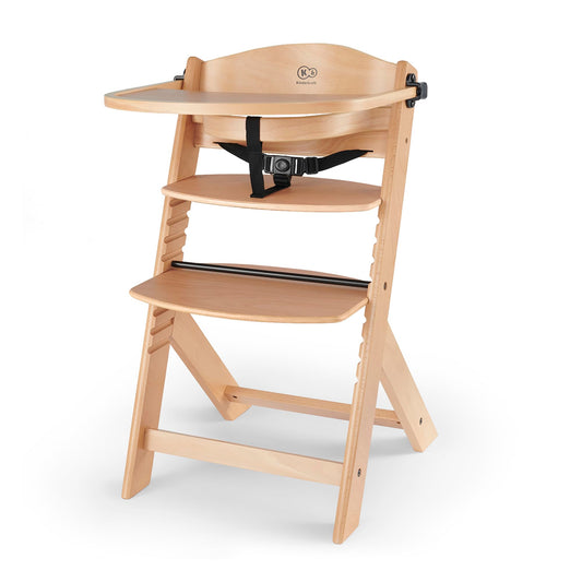 Kinderkraft ENOCK Trona Evolutiva de Madera, con Barrera y Bandeja Extraíble, Madera Natural