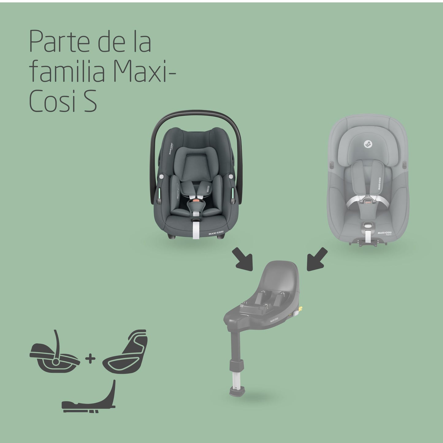 Maxi-Cosi Pebble S Silla de Coche i-Size, Ligera, con Protección Lateral G-CELL, de 0 a 15 Meses (0-13 kg), Grafito