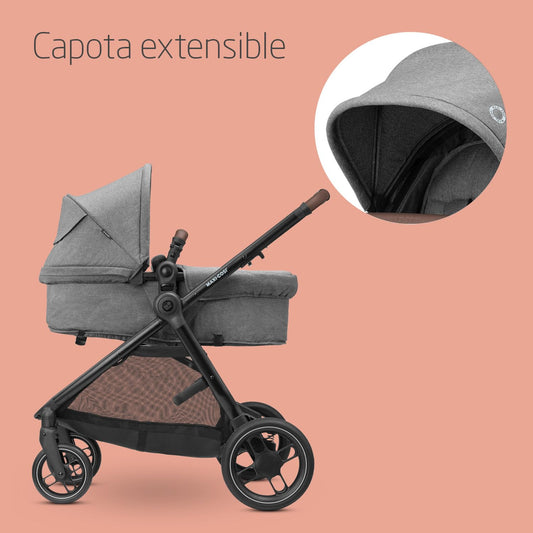 Maxi-Cosi Zelia S Trio Sistema de Viaje 3 en 1, con Silla de Auto CabrioFix S i-Size, de 0 a 4 Años, hasta 22 kg, Gris