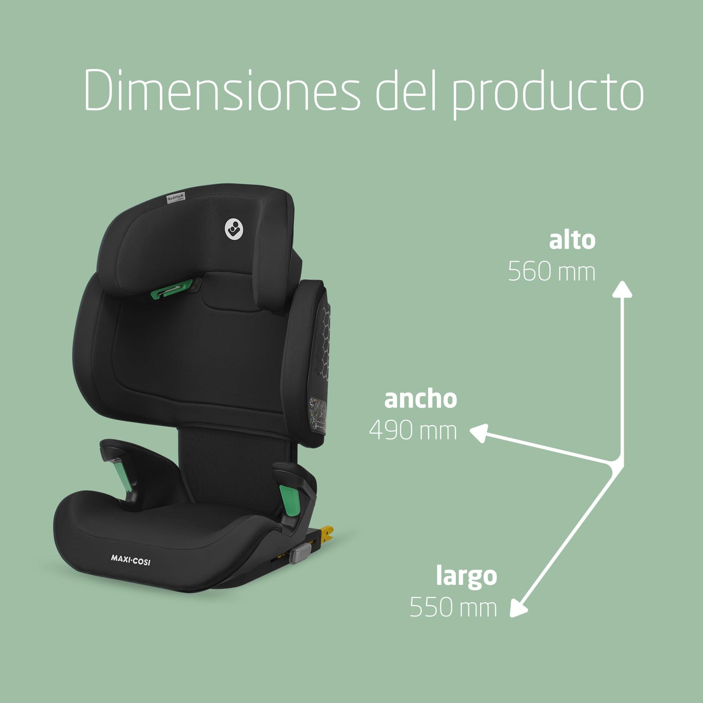 Maxi-Cosi RodiFix M Silla de Coche i-Size, con ISOFIX y Respaldo Alto, de 3,5 a 12 Años, Protección G-CELL, Negro
