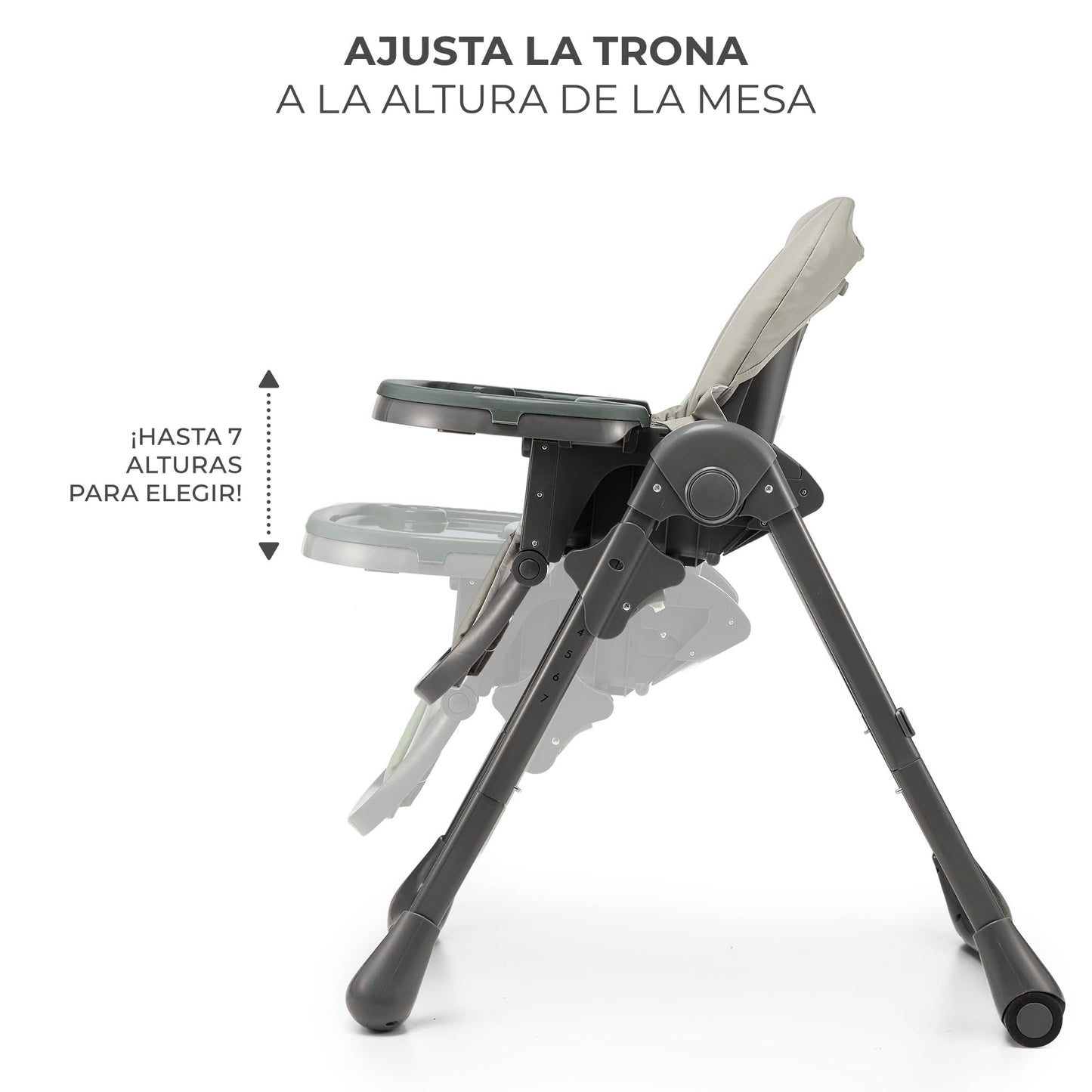 Kinderkraft TUMMIE Trona Bebé 2 en 1, con Juguetes, Reclinación Total y Reposapiés, Ajustable, Gris