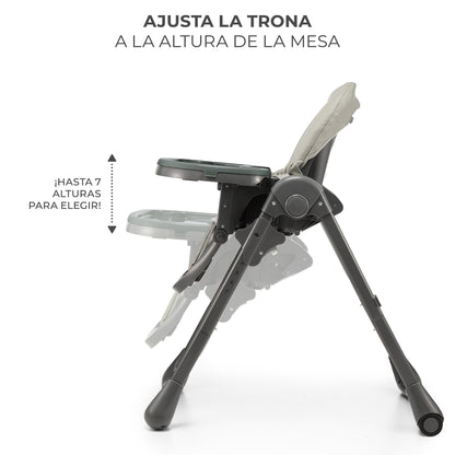 Kinderkraft TUMMIE Trona Bebé 2 en 1, con Juguetes, Reclinación Total y Reposapiés, Ajustable, Gris