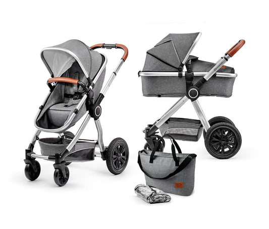 Kinderkraft VEO Sistema de Viaje 2 en 1, con Silla de Paseo y Capazo, de 0 a 15 kg, Gris