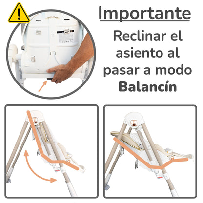 Twinly Movity Trona Evolutiva, Plegable, con Hamaca y Columpio, de 0 a 15 kg