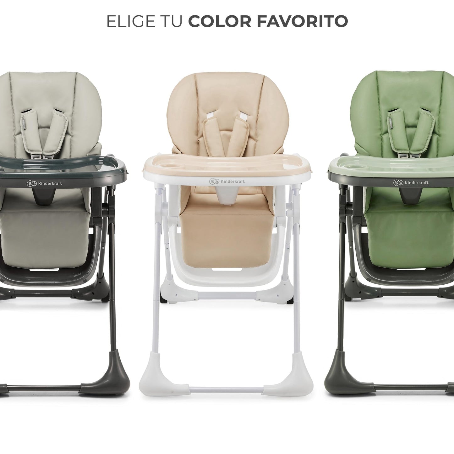 Kinderkraft TUMMIE Trona Bebé 2 en 1, con Juguetes, Reclinación Total y Reposapiés, Ajustable, Gris