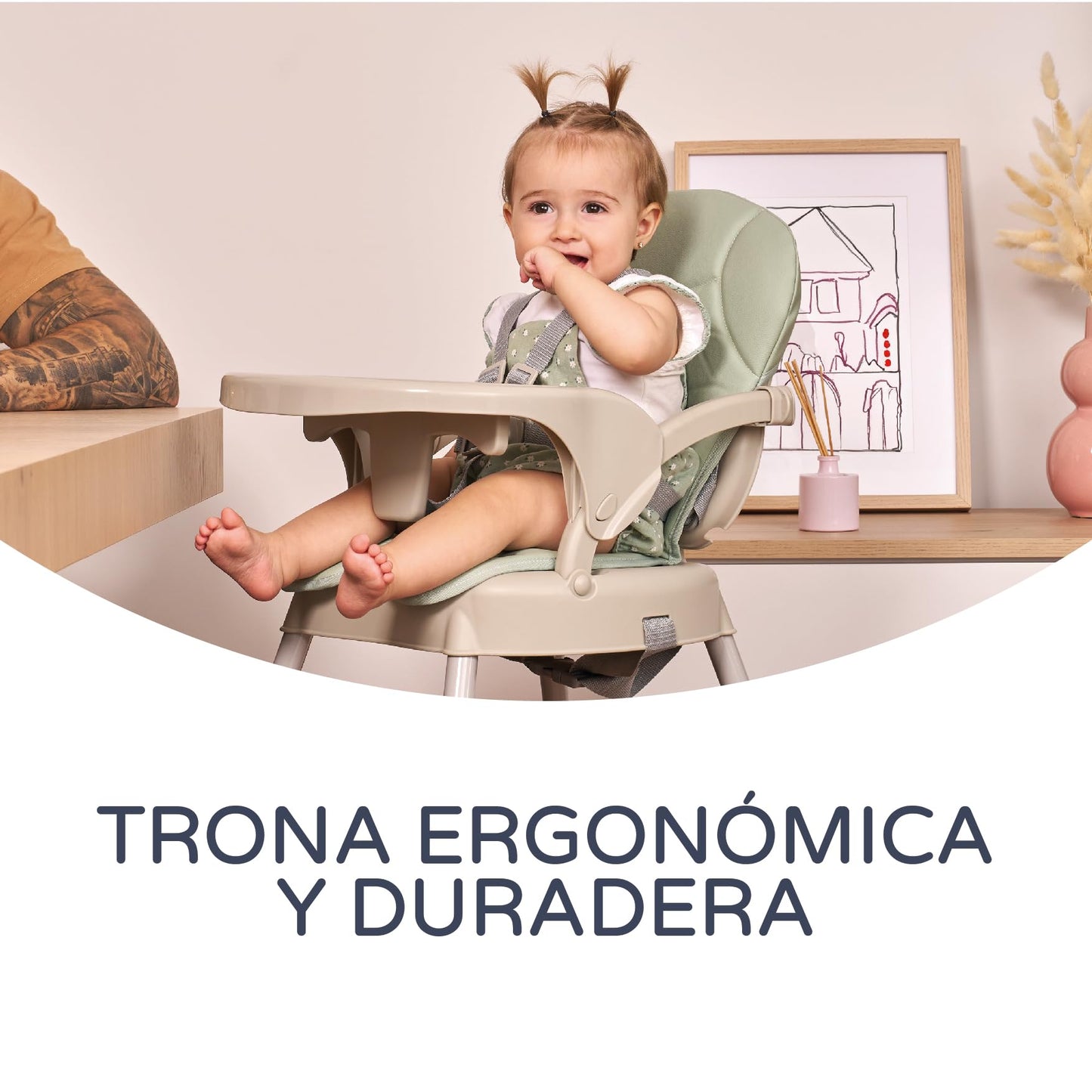 MS BELLY Trona 3 en 1 Plegable y Convertible, con Asiento Acolchado, Gris