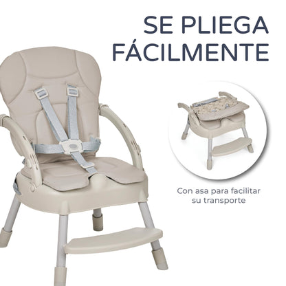 MS BELLY Trona 3 en 1 Plegable y Convertible, con Asiento Acolchado, Gris