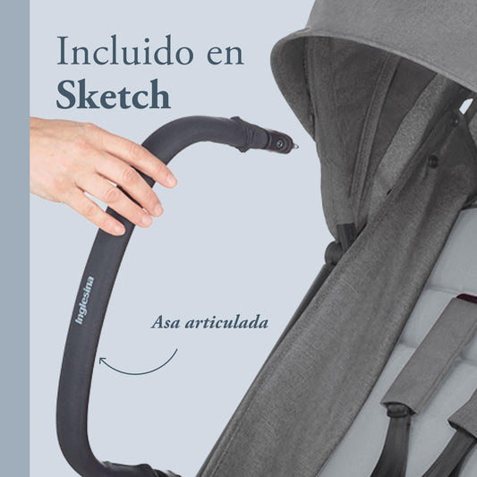 Inglesina Sketch Silla de Paseo Ligera y Compacta, Gris