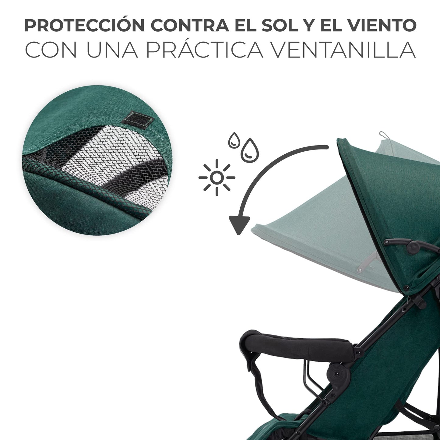 Kinderkraft TIK Silla de Paseo Ligera (6,5 kg), Plegable, con Reclinación Total y Tejido Impermeable, Verde