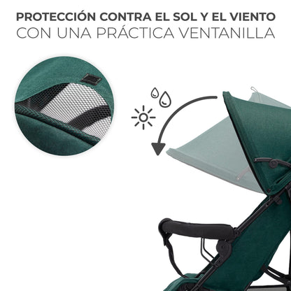 Kinderkraft TIK Silla de Paseo Ligera (6,5 kg), Plegable, con Reclinación Total y Tejido Impermeable, Verde