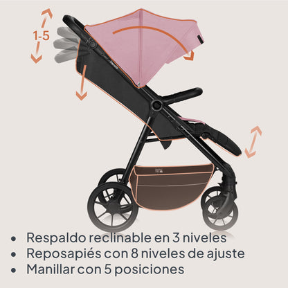 LIONELO MIRA Carrito Bebé, con Ruedas 360° y Amortiguación Total, Capota UPF50+, Reclinable, hasta 22 kg
