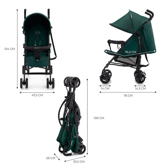 Kinderkraft TIK Silla de Paseo Ligera (6,5 kg), Plegable, con Reclinación Total y Tejido Impermeable, Verde