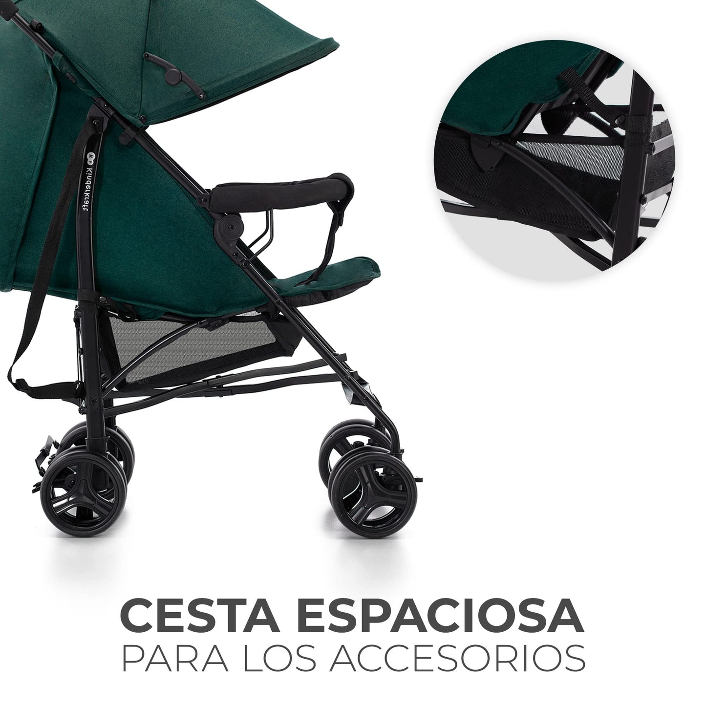 Kinderkraft TIK Silla de Paseo Ligera (6,5 kg), Plegable, con Reclinación Total y Tejido Impermeable, Verde