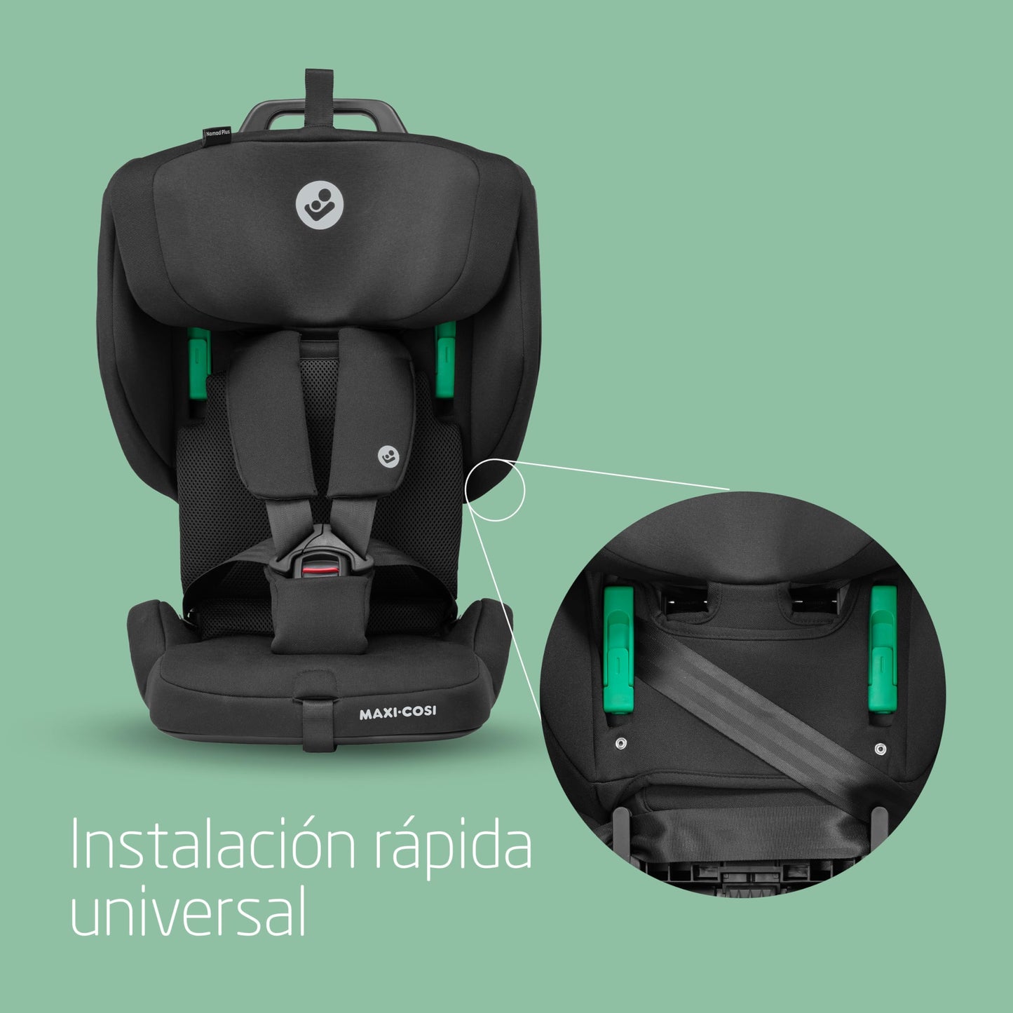 Maxi-Cosi Nomad Plus Silla de Coche Plegable y Portátil, de 15 Meses a 4 Años, con Protección Lateral, Negro