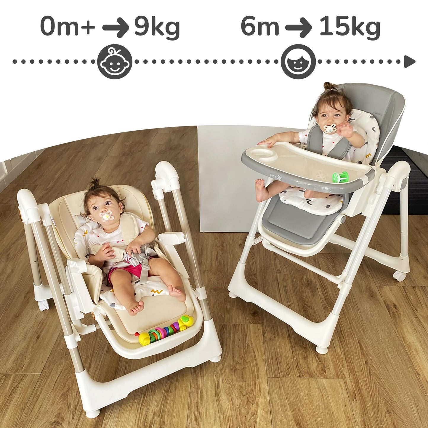 Twinly Movity Trona Evolutiva, Plegable, con Hamaca y Columpio, de 0 a 15 kg